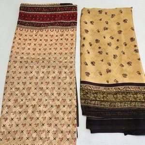 Two Indian Sarees Cream Brown